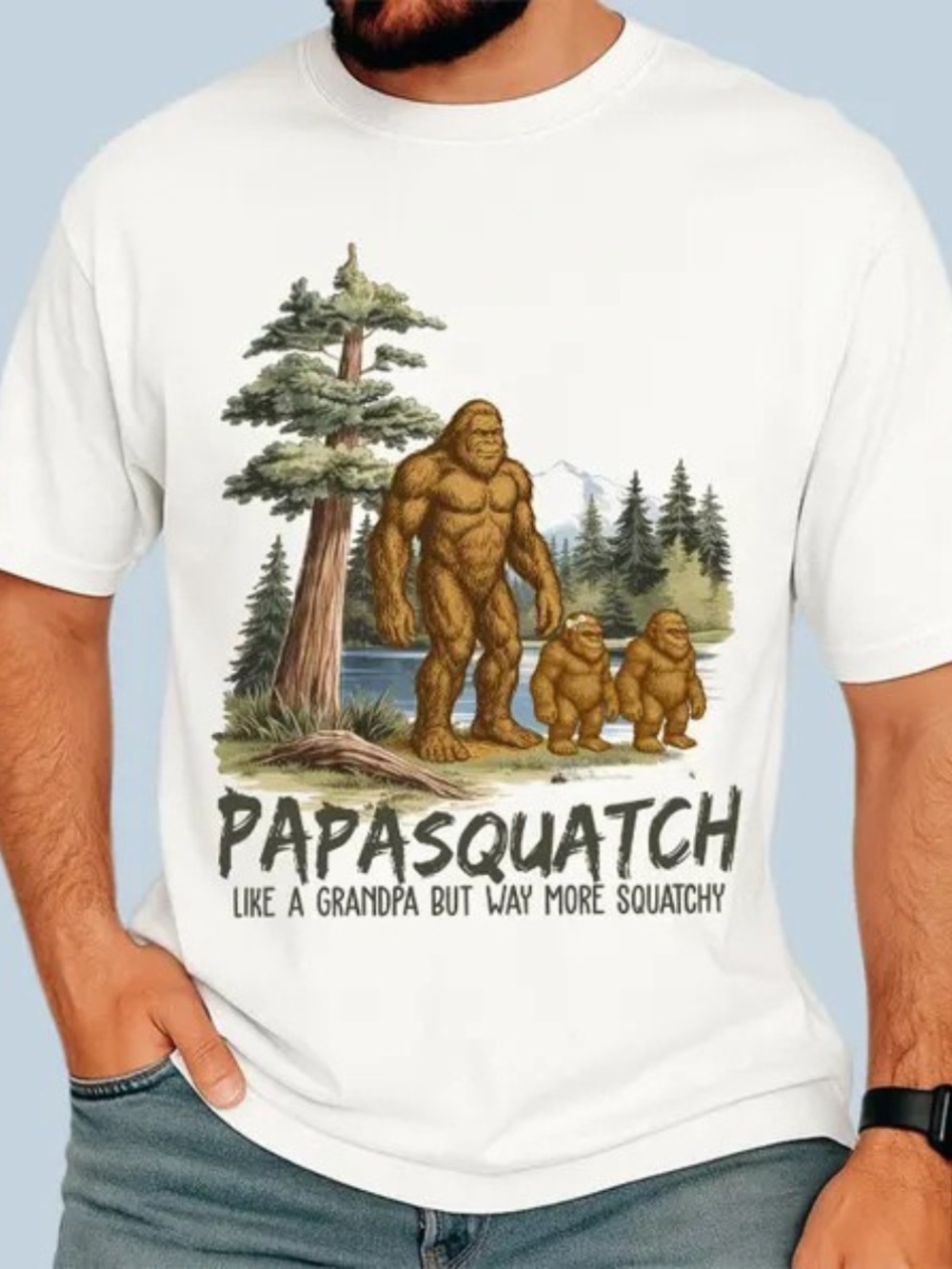 Gildan Personallized Papasquatch Tee, Father Day Shirt, Gift For Dad Grandfather